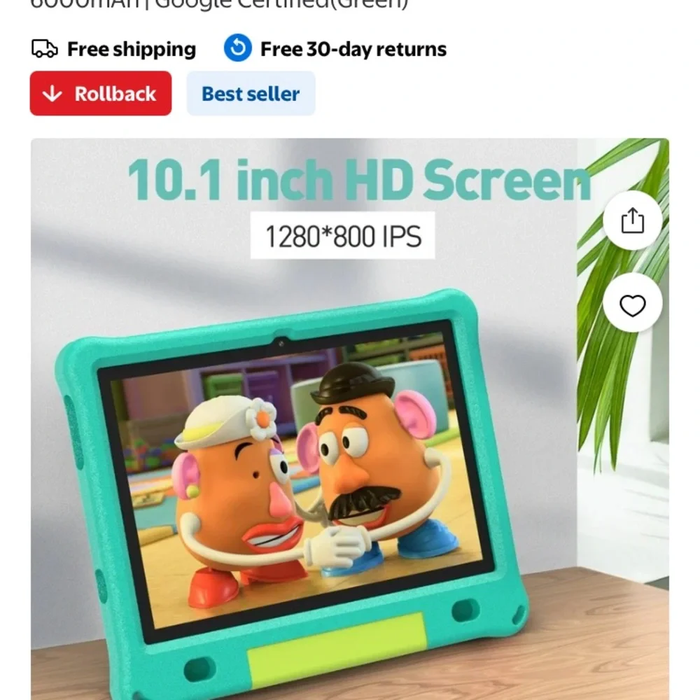 Children's Tablet with Sturdy Case - Teal